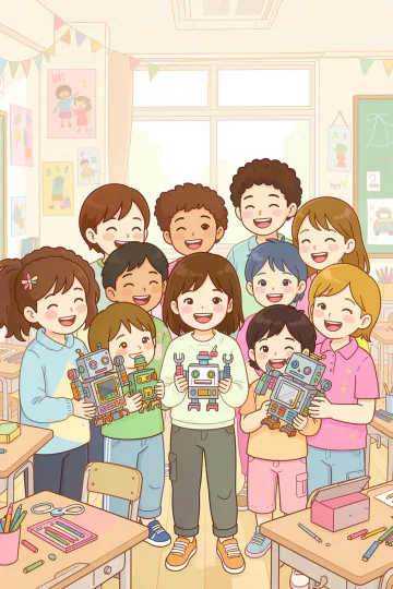 Child holding robotics work