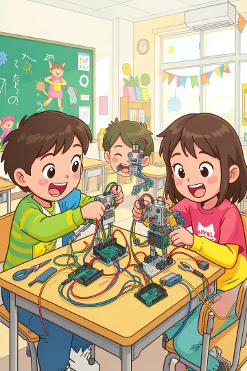 Child building robotics project